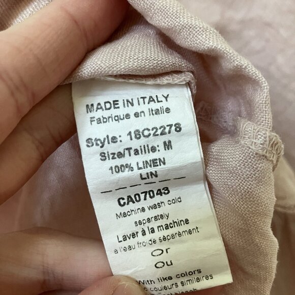 Francesca Bettini Linen Blouse Womens M Pink Eyelet Made in Italy Boho Lagenlook - Picture 4 of 8